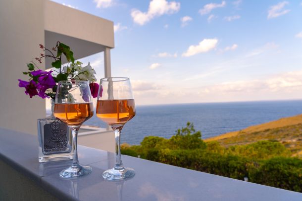 Uitzicht vanaf het balkon op Kreta